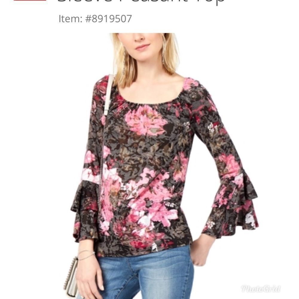 Inc petite peasant blouse floral pattern size XSP gorpcore